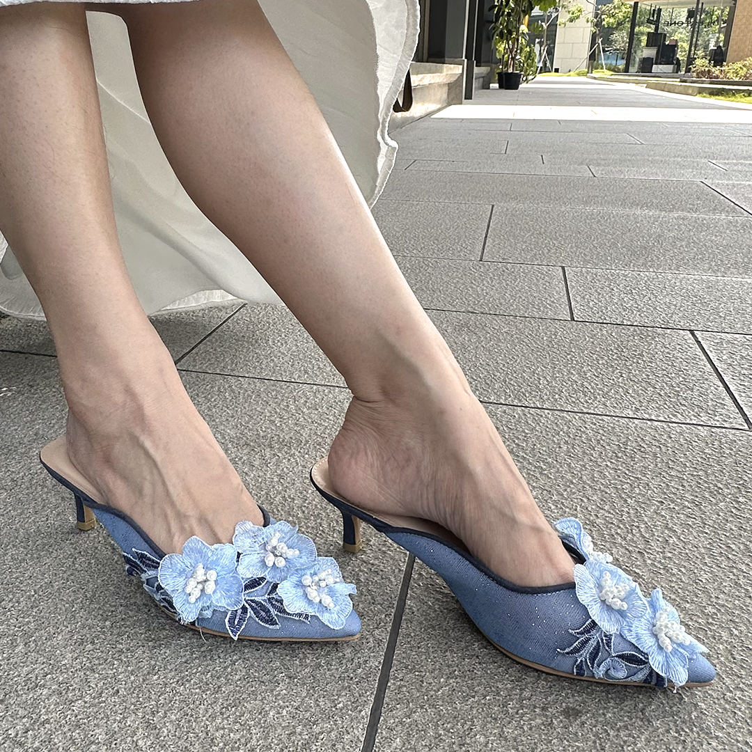 LACE LYNELLE HEELS YESSY DENIM