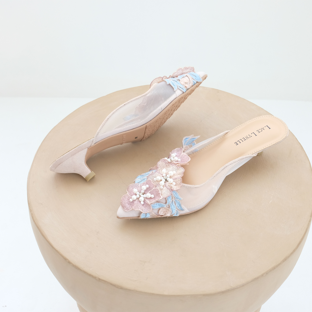 LACE LYNELLE HEELS KITTEN YESSY LAVENDER
