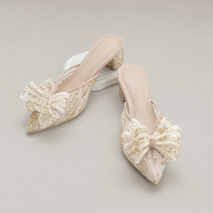 LACE LYNELLE HEELS SENA GOLD