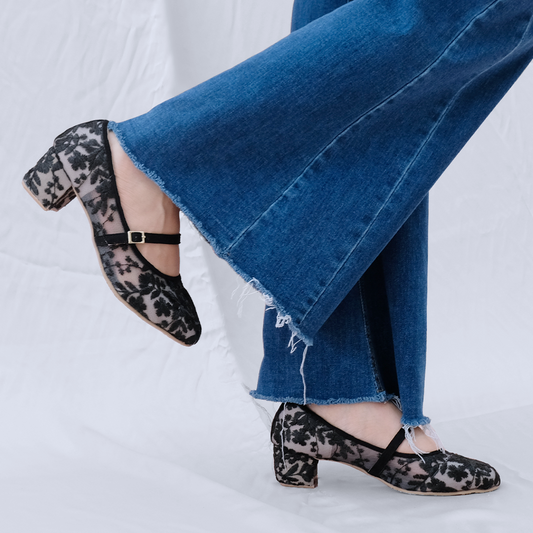 LACE LYNELLE HEELS ELIZA BLACK