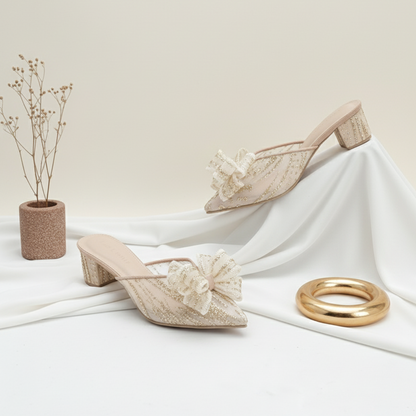 LACE LYNELLE HEELS SENA GOLD