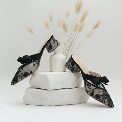 LACE LYNELLE HEELS FARA BLACK
