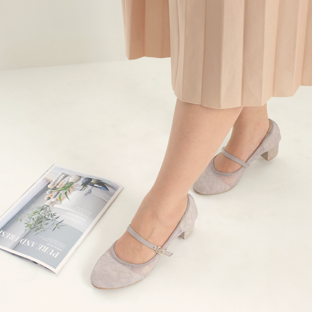 LACE LYNELLE HEELS CHUNKY FLORYN ASHGREY