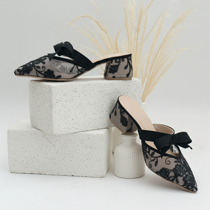 LACE LYNELLE HEELS FARA BLACK