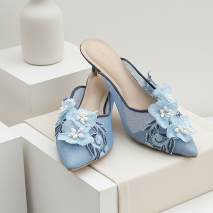 LACE LYNELLE HEELS YESSY DENIM